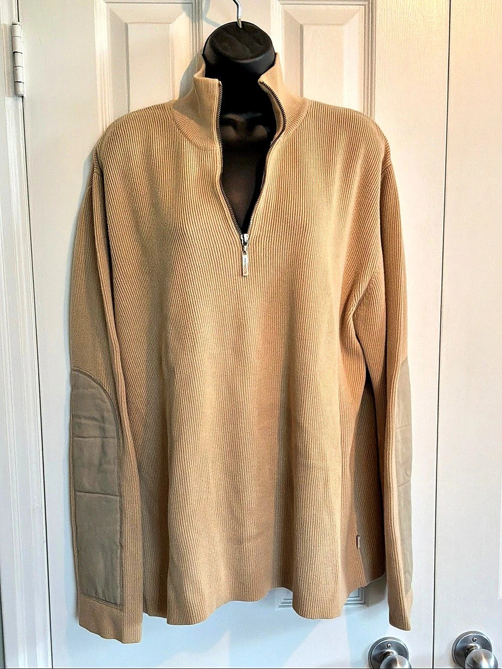 RW & Co, Cotton Ribbed Half-Zip Sweater Size Large